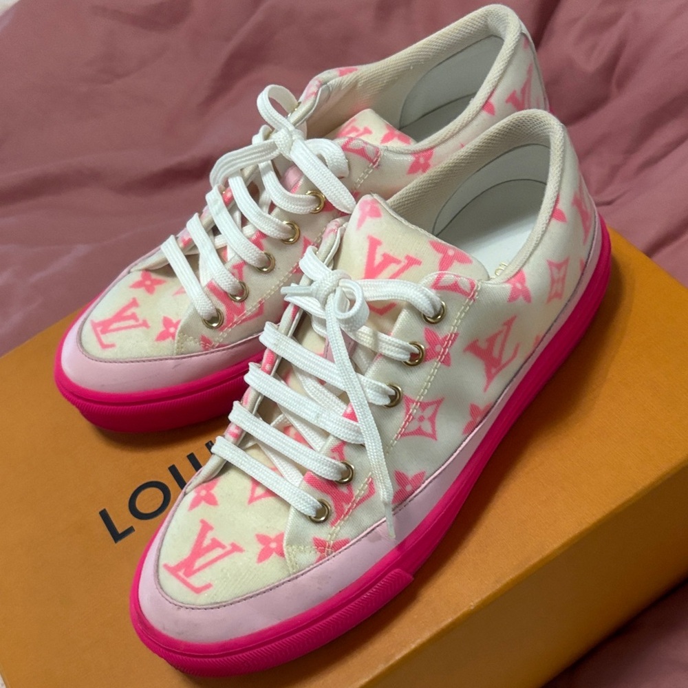 Louis Vuitton White and Pink Sneakers
